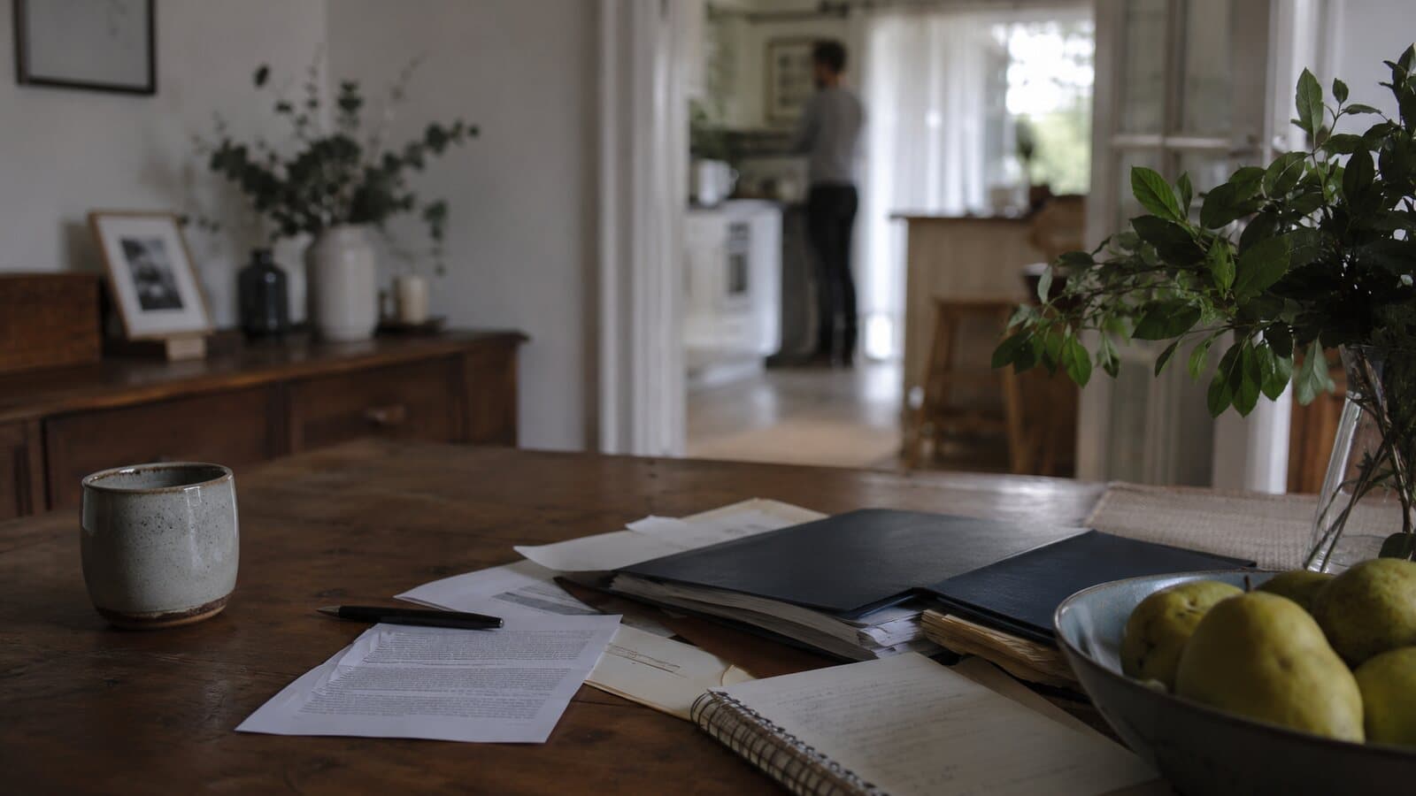Registering a death in Australia: forms and reading glasses on a sunlit table