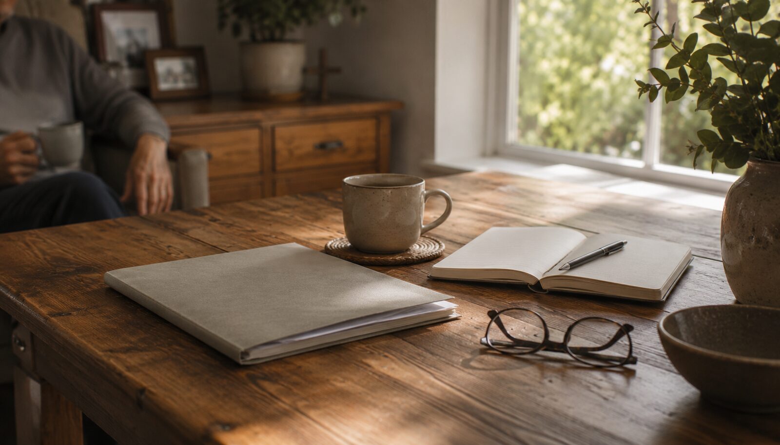 Registration paperwork on a table at home