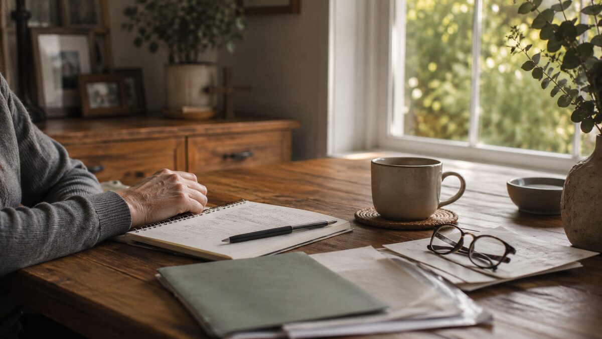 Hidden funeral costs: reviewing an itemised quote and documents at a table