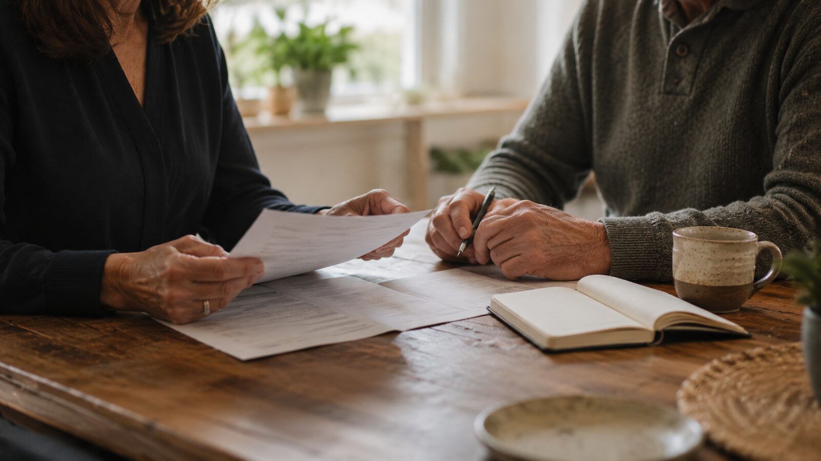 Hidden funeral costs: a couple reviewing a quote closely at home